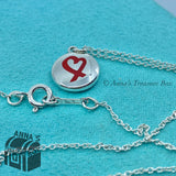 Tiffany & Co. 925 Silver Picasso Red Enamel Loving Heart Charm 17" Necklace (pch