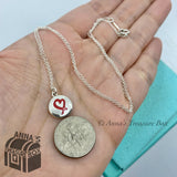 Tiffany & Co. 925 Silver Picasso Red Enamel Loving Heart Charm 17" Necklace (pch