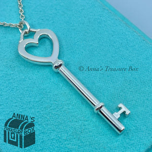 Tiffany & Co. 925 Silver 2.5" Heart Skeleton Key 18" Necklace (pouch)