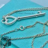 Tiffany & Co. 925 Silver 2.5" Heart Skeleton Key 18" Necklace (pouch)
