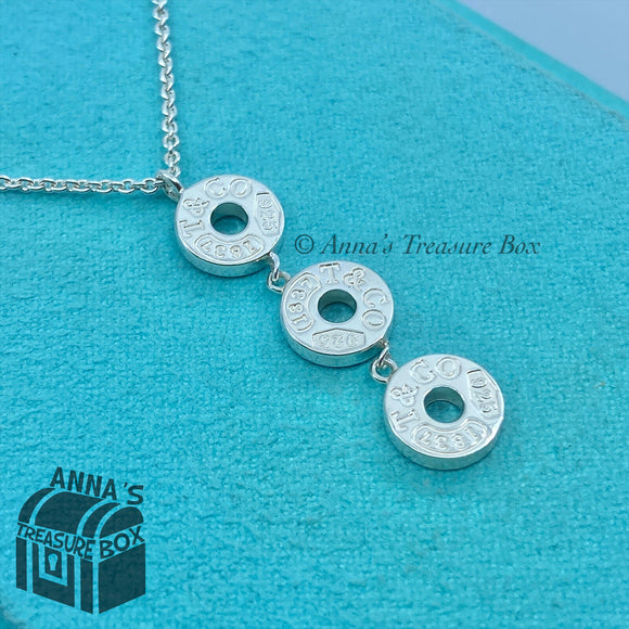 Tiffany & Co. 925 Silver 1837 Triple Drop Circle Dangle 16