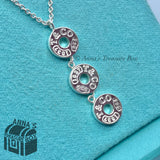 Tiffany & Co. 925 Silver 1837 Triple Drop Circle Dangle 16" Necklace (pouch)