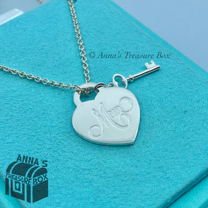 Tiffany & Co. 925 Silver Mom Heart Key 18" Necklace (pouch)