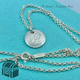Tiffany & Co. 925 Silver Letter 'A' Round Charm 18" Necklace (pouch)