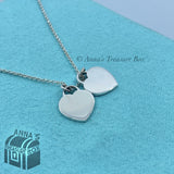 Tiffany & Co. 925 Silver Blue Enamel Mini Twin RTT Hearts 16” Necklace (pouch)