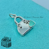 Tiffany & Co. 925 Silver Purse Handbag Blue Enamel Heart Charm (box, pch, rbbn)