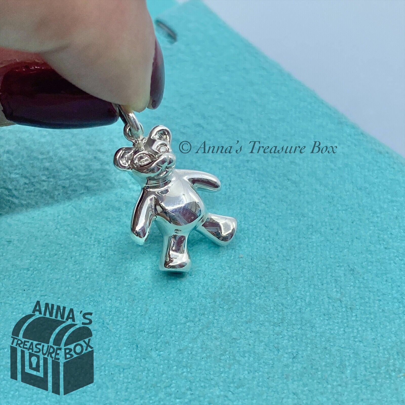 Tiffany & Co. 925 Silver Mishka Teddy Bear Charm Pendant (Box