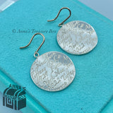 Tiffany & Co. 925 Silver LARGE 1" Notes Script Wavy Disc Dangle Earrings (pouch)