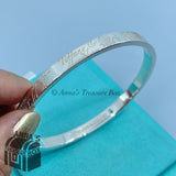 Tiffany & Co. 925 Silver Notes Script Fifth Ave 7.5" Bangle Bracelet (pouch)