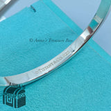 Tiffany & Co. 925 Silver Notes Script Fifth Ave 7.5" Bangle Bracelet (pouch)