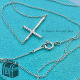 Tiffany & Co. 925 Silver Hammered Cross Pendant 20" Necklace (Box, pch, rbbn)