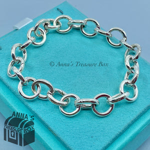 Tiffany & Co. 925 Silver Round Circle Clasping Link 7" Bracelet (pouch)
