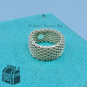 Tiffany & Co. 925 Silver Somerset Collection Thick Mesh Ring Sz. 7 (Pouch)