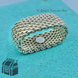 Tiffany & Co. 925 Silver Somerset Collection Thick Mesh Ring Sz. 7 (Pouch)