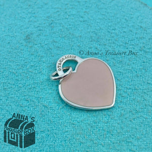 Tiffany & Co. 925 Silver SMALL Pink Enamel RTT Heart Charm Pendant (pouch)