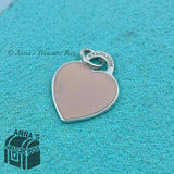 Tiffany & Co. 925 Silver SMALL Pink Enamel RTT Heart Charm Pendant (pouch)