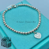 Tiffany & Co. 925 Silver Red Enamel RTT Mini Heart Beaded 7.5" Bracelet (pouch)