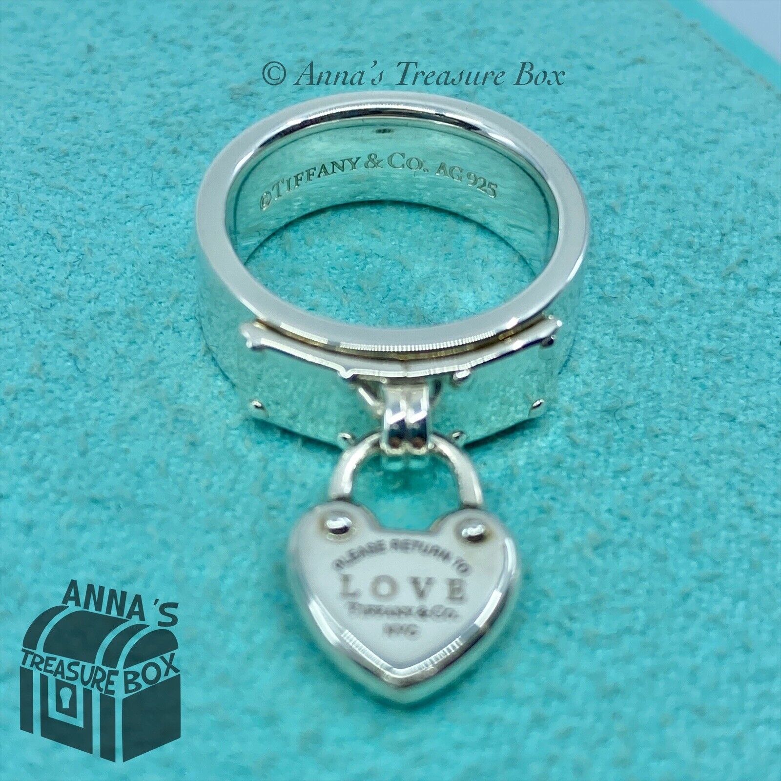 Tiffany & Co. 925 Silver RTT LOVE Lock Heart Ring Sz. 7 (Box 