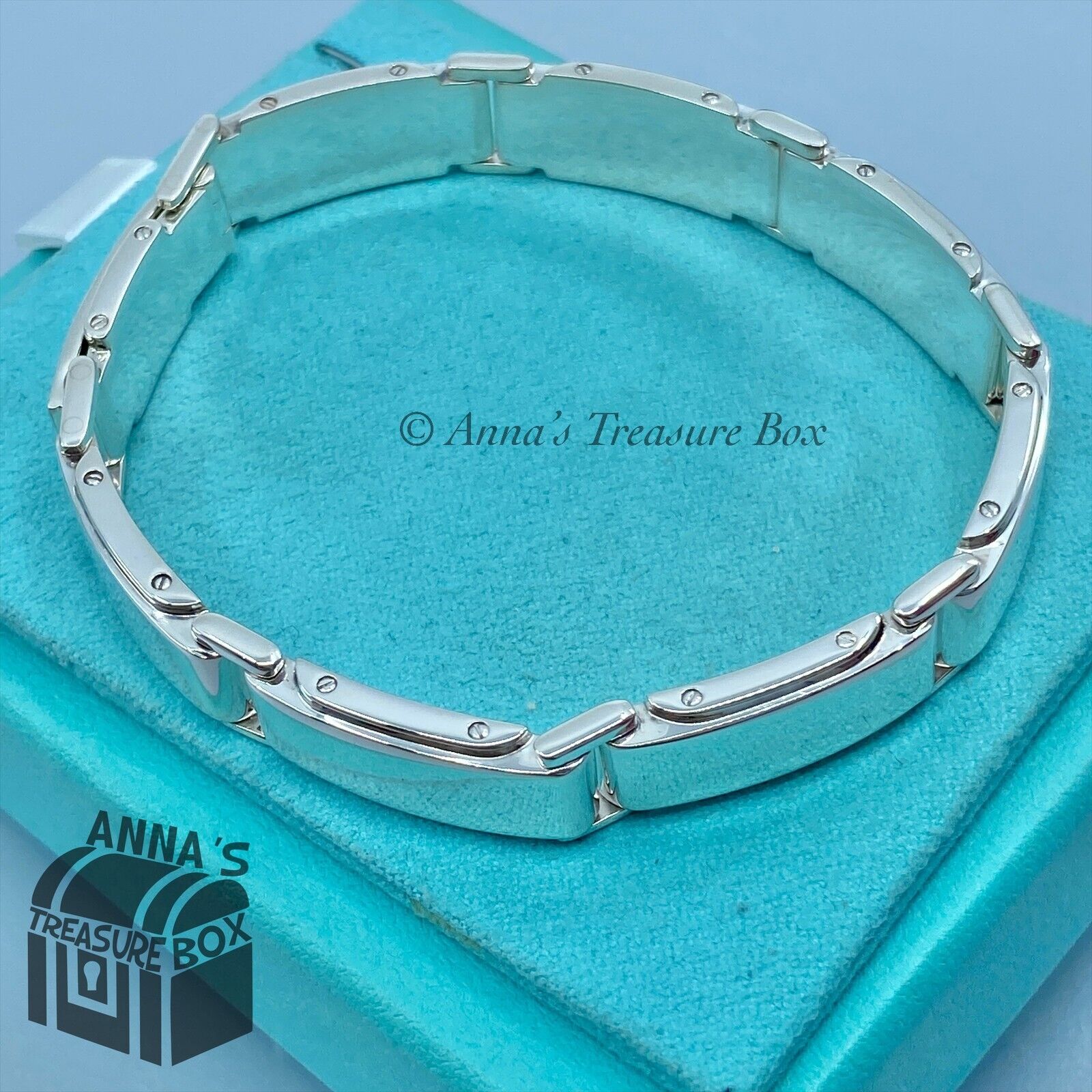 Tiffany Co. 925 Silver Metropolis Bar Link Wide Band 9