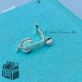 Tiffany & Co. 925 Silver Blue Enamel Scooter Bike Charm (box, pouch, ribbon)