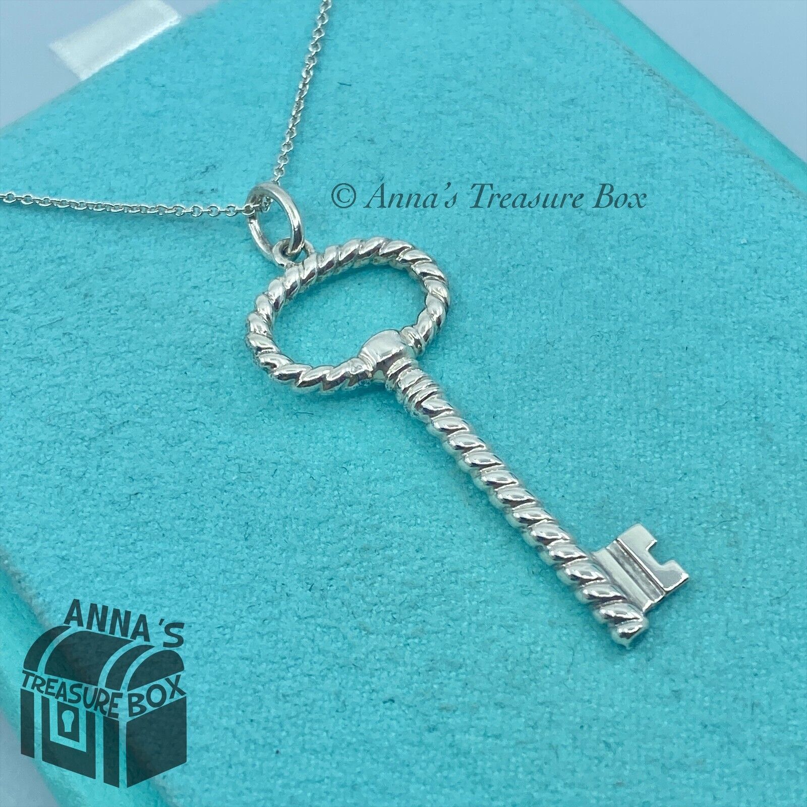 Tiffany Co. 925 Silver Oval Twist Key Pendant 16