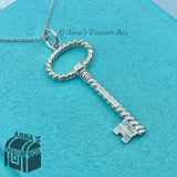 Tiffany & Co. 925 Silver Oval Twist Key Pendant 16" Necklace (Bx, Pouch, Ribbon)