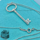 Tiffany & Co. 925 Silver Oval Twist Key Pendant 16" Necklace (Bx, Pouch, Ribbon)