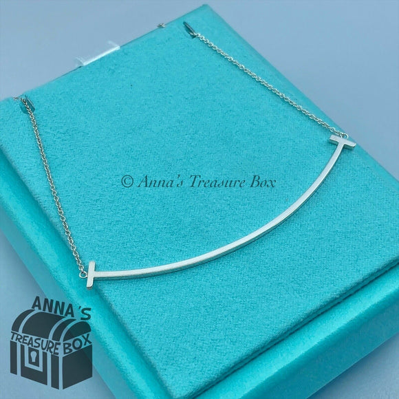 Tiffany & Co. 925 Silver LARGE Smile Necklace 16