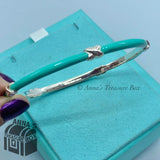 Tiffany & Co. 925 Silver Blue Enamel X Kiss Love 8" Bangle Bracelet (pouch)
