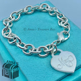 Tiffany & Co. 925 Silver Medium MOM Heart Tag 7.5" Bracelet (box, pouch, ribbon)