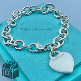 Tiffany & Co. 925 Silver Medium MOM Heart Tag 7.5" Bracelet (box, pouch, ribbon)