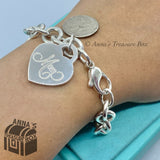 Tiffany & Co. 925 Silver Medium MOM Heart Tag 7.5" Bracelet (box, pouch, ribbon)