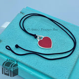 Tiffany & Co. SMALL Red Enamel RTT Heart Charm Pendant 16" Necklace (bx,pch,rbn)