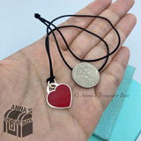 Tiffany & Co. SMALL Red Enamel RTT Heart Charm Pendant 16" Necklace (bx,pch,rbn)
