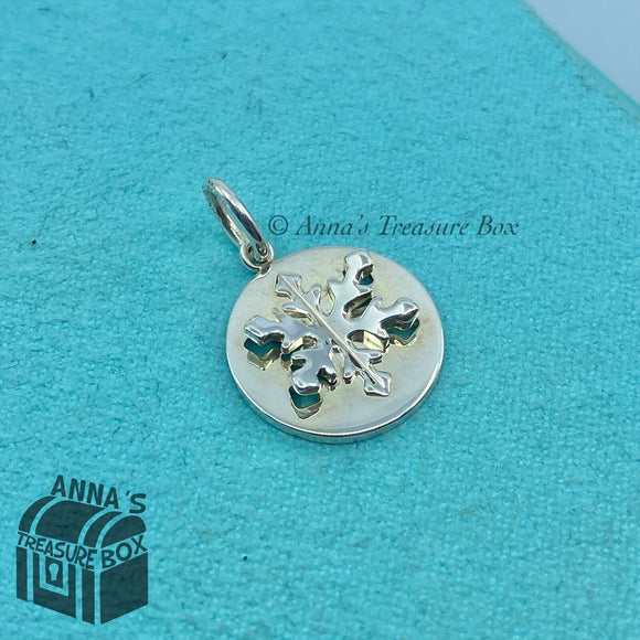 Tiffany & Co. 925 Silver 3D Snowflake Charm Pendant (box, pouch, ribbon)