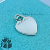 Tiffany & Co. 925 Silver 'A' Engraved Heart Tag Charm (box, pouch, ribbon)