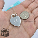 Tiffany & Co. 925 Silver 'A' Engraved Heart Tag Charm (box, pouch, ribbon)