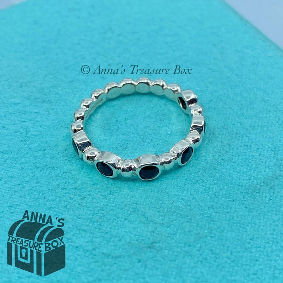 Tiffany & Co. 925 Silver Ziegfeld Black Spinel Stacking Ring Sz. 7 (bx, pch, rb)