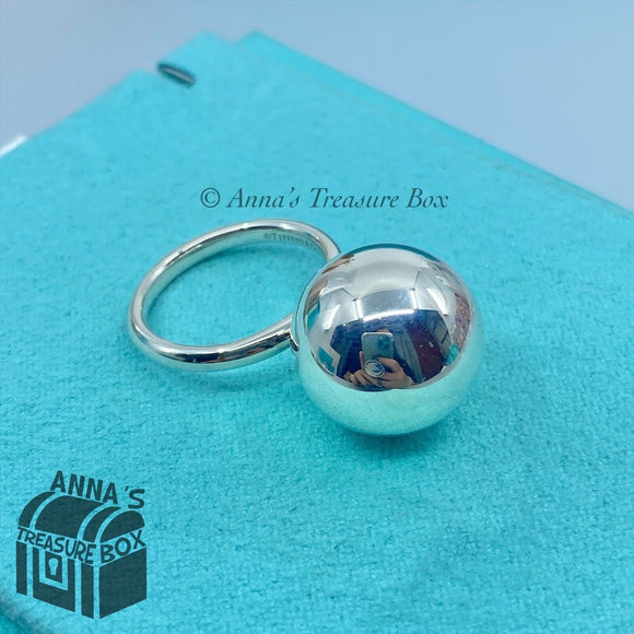 Tiffany & Co. 925 Silver 15.75mm HardWear Ball Ring Sz. 5 (box, pouch, ribbon)