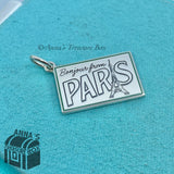 Tiffany & Co. 925 Silver Blue Enamel Paris Postcard Charm (box, pouch, ribbon)
