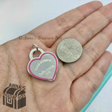 Tiffany & Co. 925 Silver MEDIUM Pink Outline/Border RTT Heart Charm (Bx, Pch,Rb)