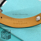 Tiffany & Co. 925 Silver Gray Leather Single Wrap Bracelet  L/XL (Box, Pch,Rbbn)