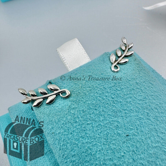 Tiffany & Co. 925 Silver Paloma Picasso Olive Climber Earrings (bx, pch, rbbn)