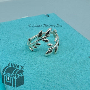 Tiffany & Co. 925 Silver Paloma Picasso Olive Bypass Ring Size 7 (bx, pch, rbbn)