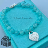 Tiffany & Co. 925 Silver 8mm Amazonite Bead 6.75" Bracelet (box, pouch, ribbon)
