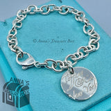 Tiffany & Co. 925 Silver Wavy Notes Round Tag 7" Bracelet (box, pouch, ribbon)