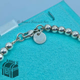 Tiffany & Co. 925 Silver Mini RTT Heart Tag 7" Bead Bracelet (pouch)