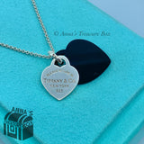 Tiffany & Co. 925 Silver Black Onyx RTT Double Heart 16" Necklace (pouch)