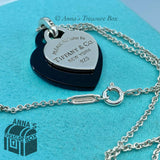Tiffany & Co. 925 Silver Black Onyx RTT Double Heart 16" Necklace (pouch)