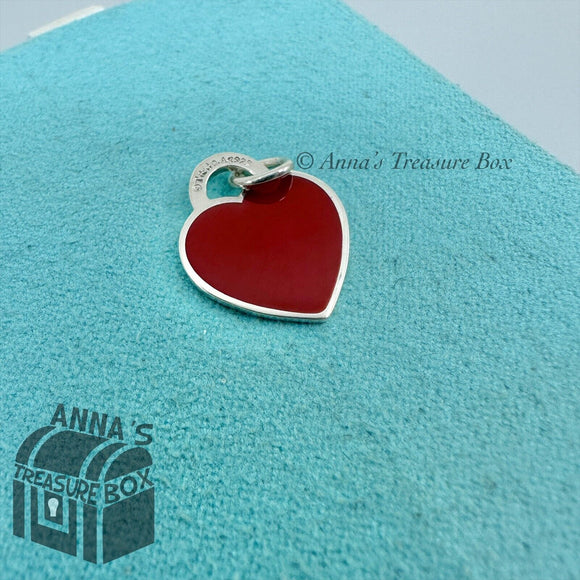 Tiffany & Co Palina Red Heart Necklace Pendant 19 Inch Chain Gift Pouch Art  Rare